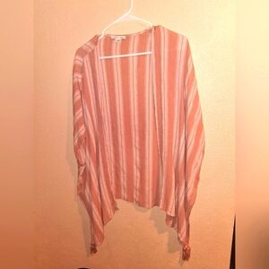 American Eagle Boho Striped Cover Up Fringe Kimono Pink Oversized S
